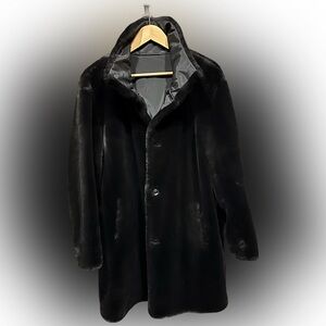 Calvin Klein Black Trench Coat with Faux Fur Trim Reversible